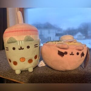 Two cute Pusheen stuffies. Ramen bowl has sold!! Just bubble tea is available!